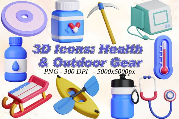 3D Wellness Camping PNG Set