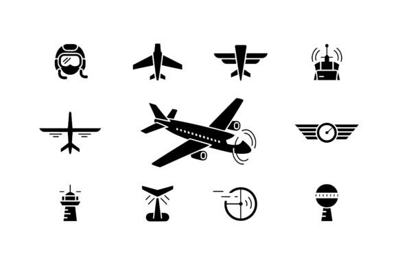 Aviation Flight Icon Set EPS: Elevate Your Aeronautics Projects