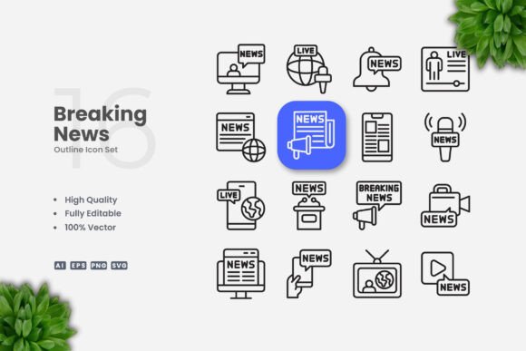 Breaking News Outline Icons: A Modern Design Solution for Every Platform