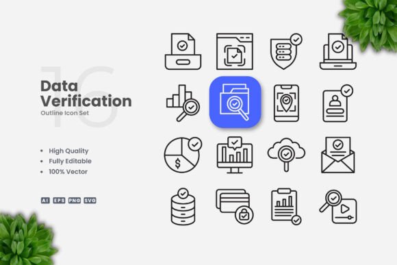 Data Verification Outline Icons