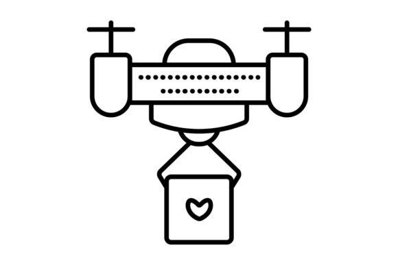 Drone Delivery Black Line Icon