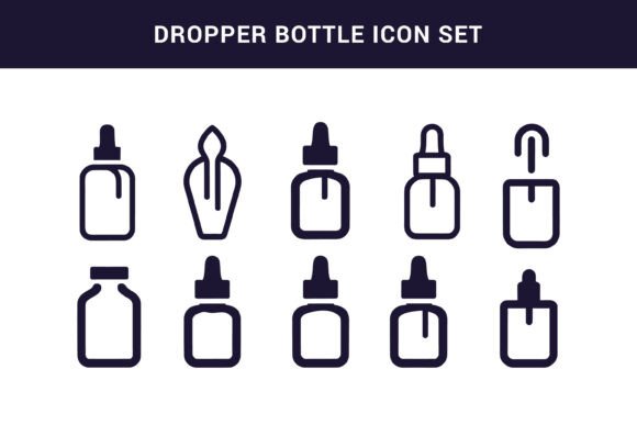 Dropper Bottle Icon Set for Packaging
