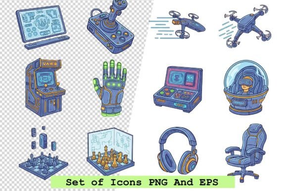 Exploring the Versatility of the Set of Futuristic Gaming Icons Vector