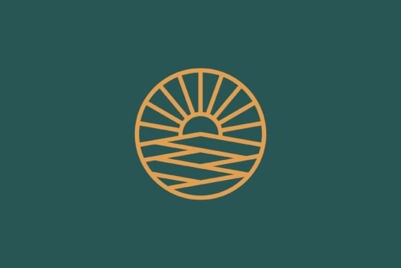 Farm Sunrise Logo Abstract Linear Style