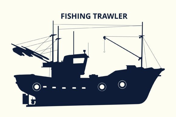 Fishing Trawler Editable Silhouette: A Versatile Asset for Designers and Businesses