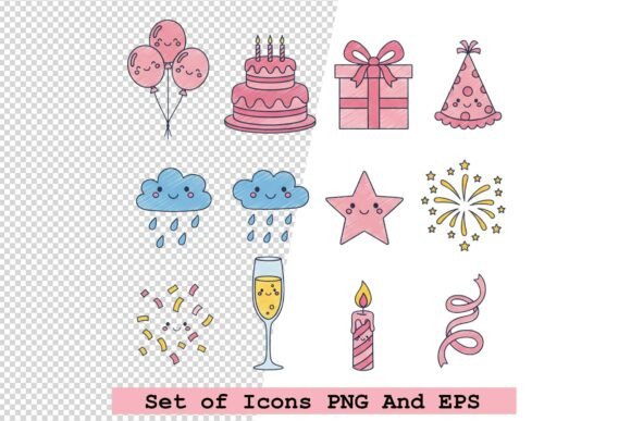 Hand-Drawn Pink Holiday Icons for Creative Projects