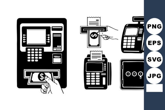 Minimalist Black Banking Icons Set: A Clean and Versatile Design Resource