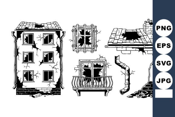 Monochrome Apartment Facade: A Bold Statement for Urban Decay and Disaster Imagery