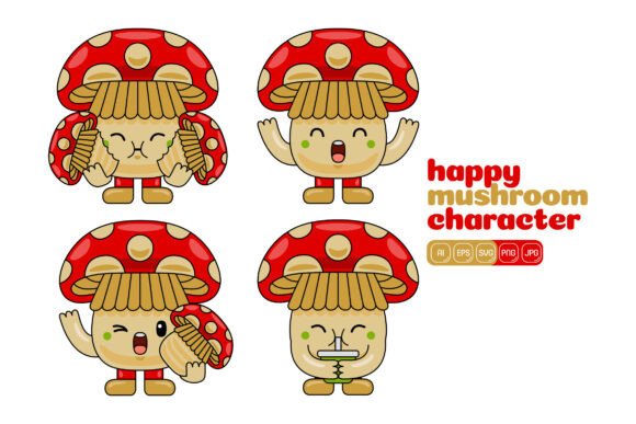 Mushroom Mascot Vector Pack 03