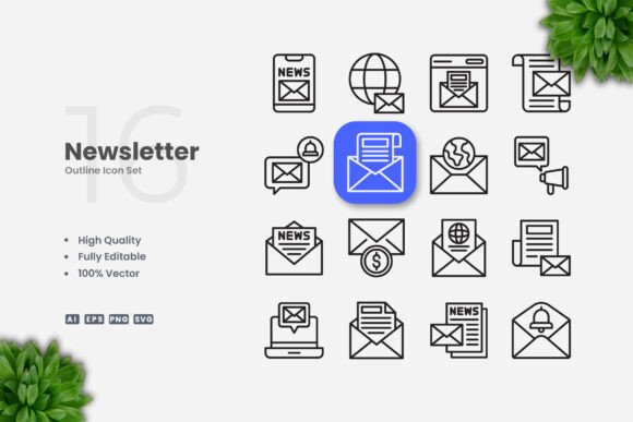 Newsletter Outline Icons