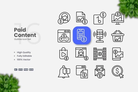 Paid Content Outline Icons: A Modern Design Solution for Diverse Applications
