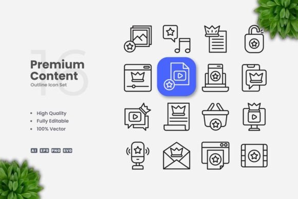 Premium Content Outline Icons: A Versatile Design Solution for Every Project