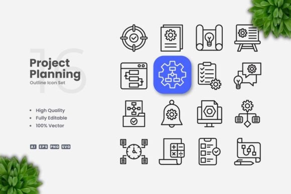 Project Planning Outline Icons: A Simple and Clean Design for Every Need
