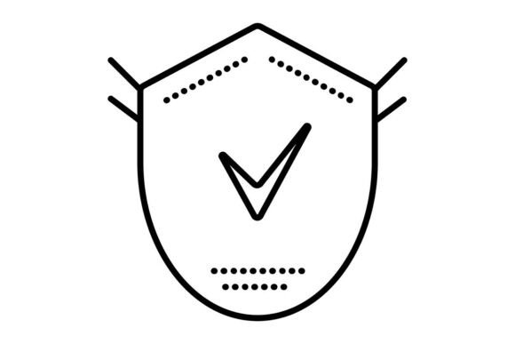 Security Shield Black Line Icon for Digital Protection and Trust