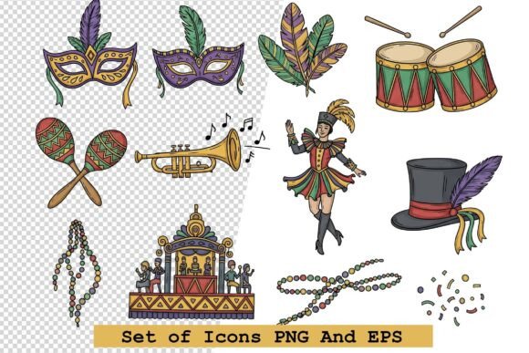 Set of Carnival Icon Vector Illustration: A Versatile Design Resource
