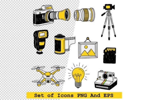 Set of Photography Icons in Hand Drawn: A Versatile and Modern Design Solution