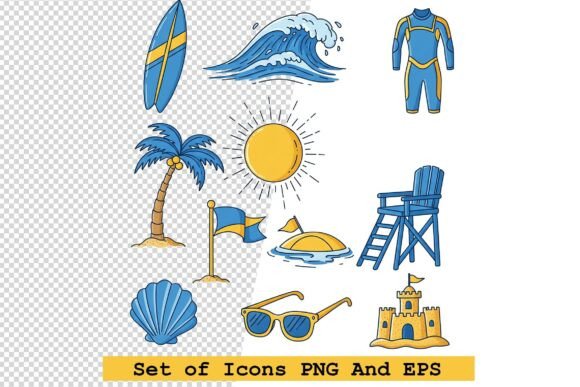 Set of Surfing Icons Doodle Style: A Modern Design Solution