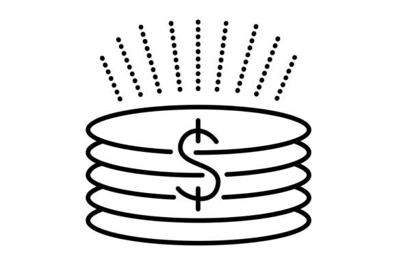 Stack of Coins Black Line Icon