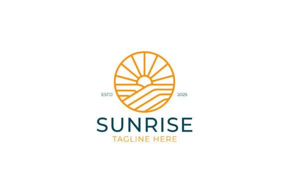 Sunrise Dawn Logo Badge Linear Abstract: A Versatile Design for Modern Businesses